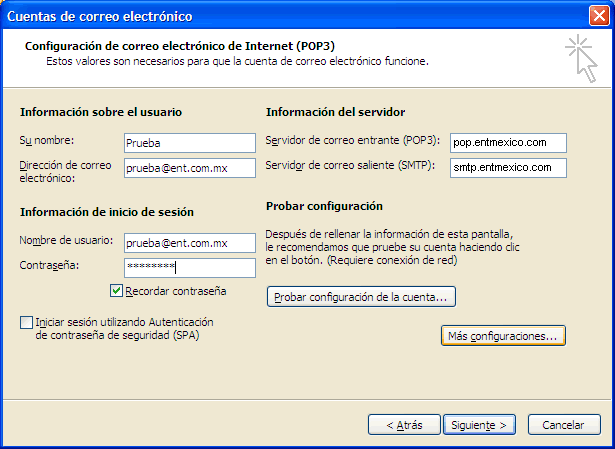 Configuración de correo