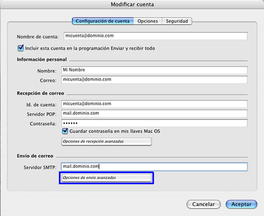 Configuración de cuenta